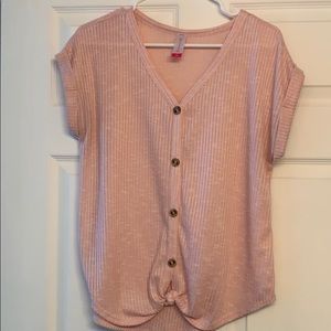 Light Pink shirt with brown buttons